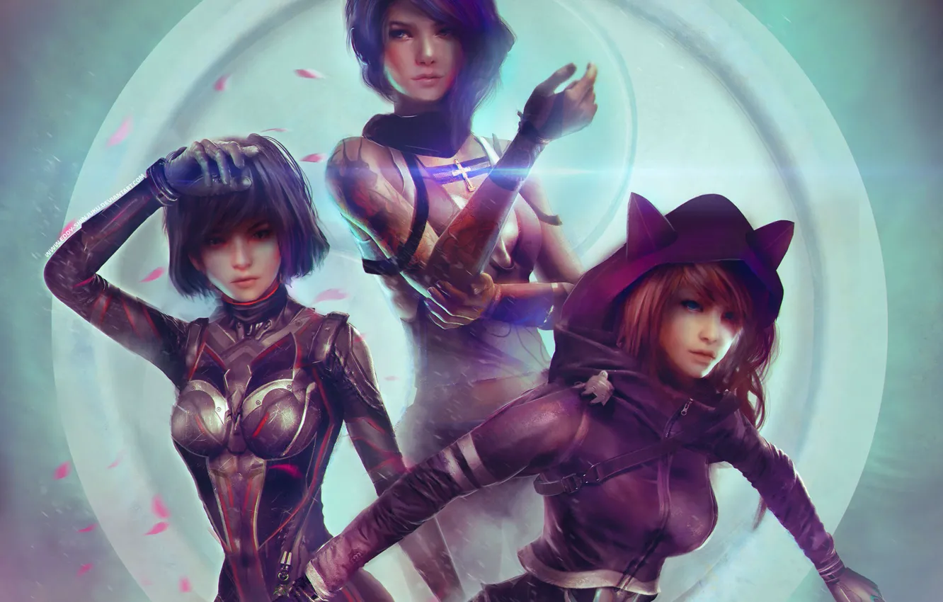 Photo wallpaper girl, fiction, hood, ears, art, sci-fi