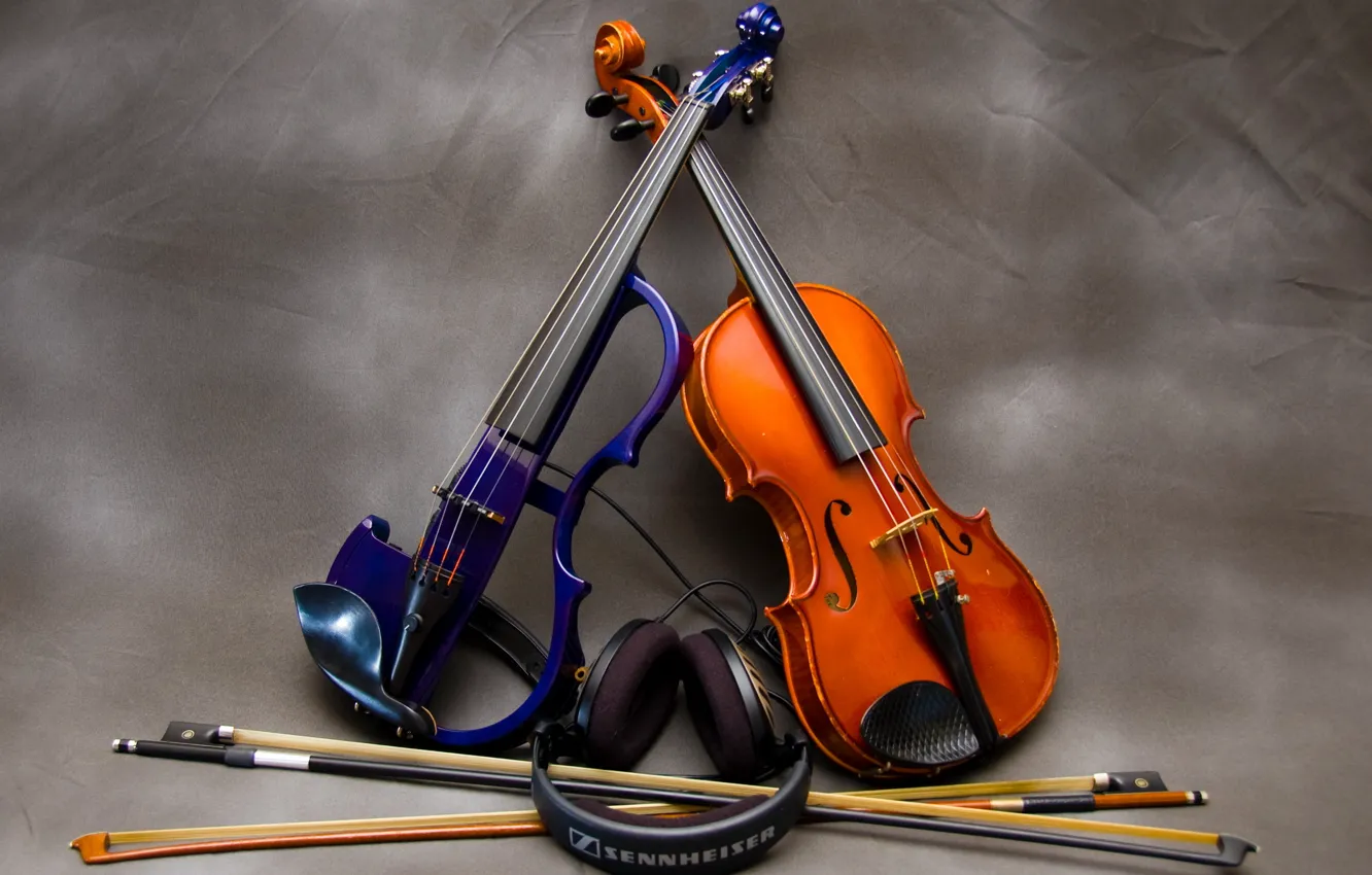 Photo wallpaper music, headphones, violin