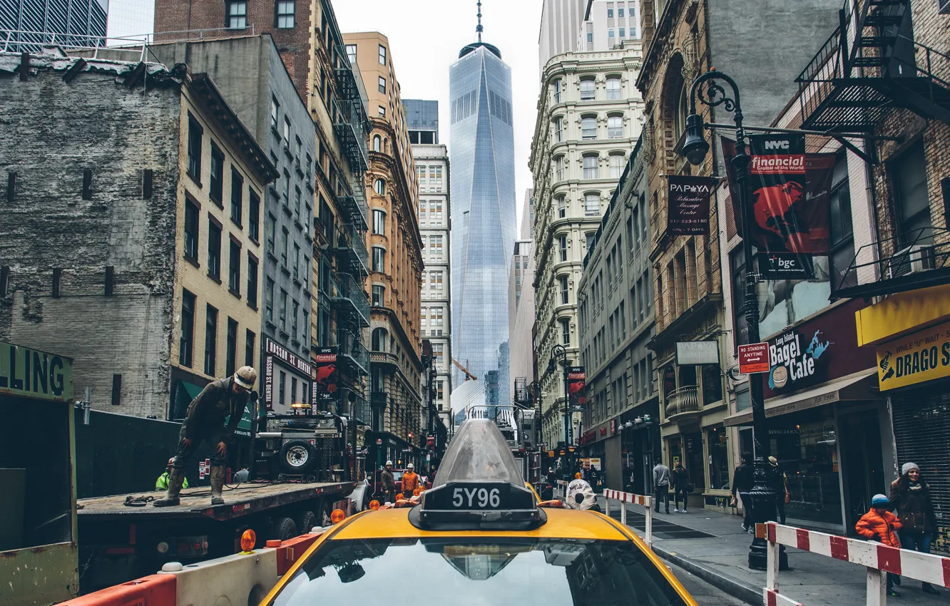 Photo wallpaper people, street, building, New York, working, taxi, Manhattan, life