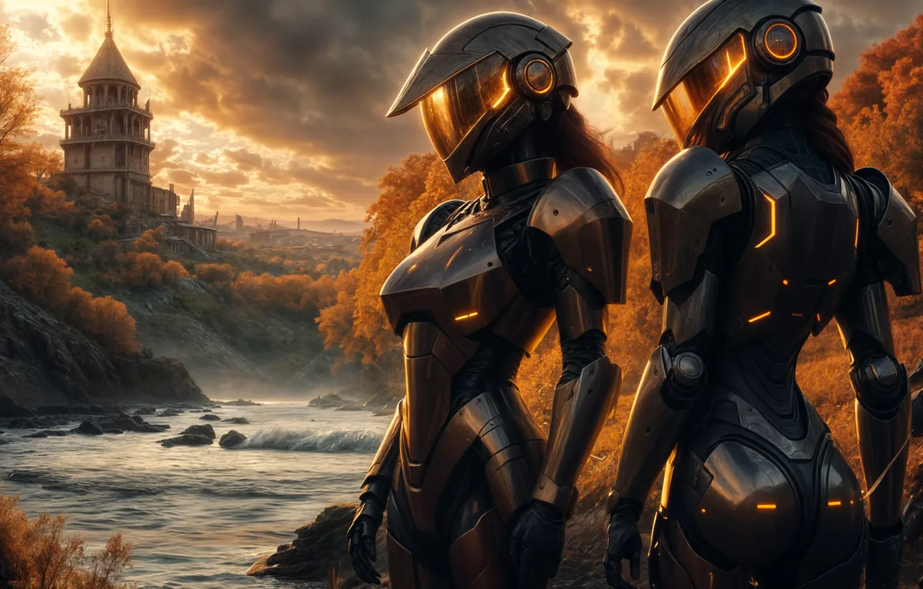 Photo wallpaper science fiction, women, AI Art