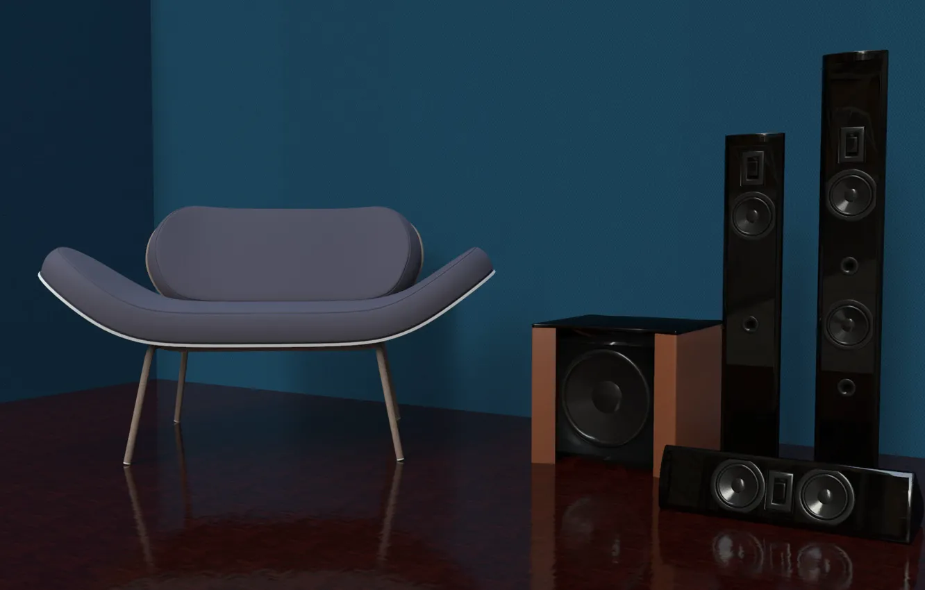 Photo wallpaper wall, chair, floor, equipment, ARCHVIZ light study