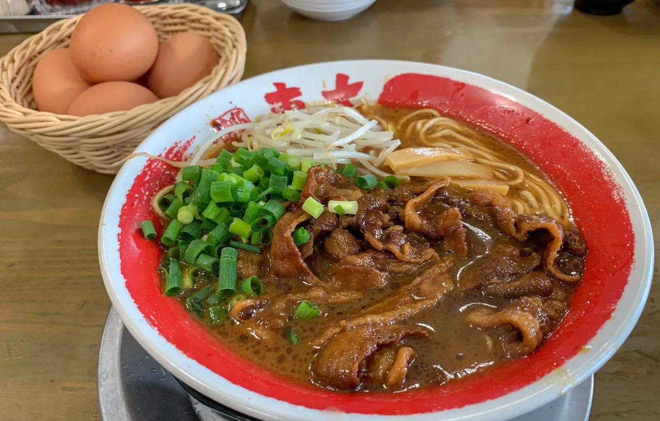 Photo wallpaper meat, dish, noodles, Ramen