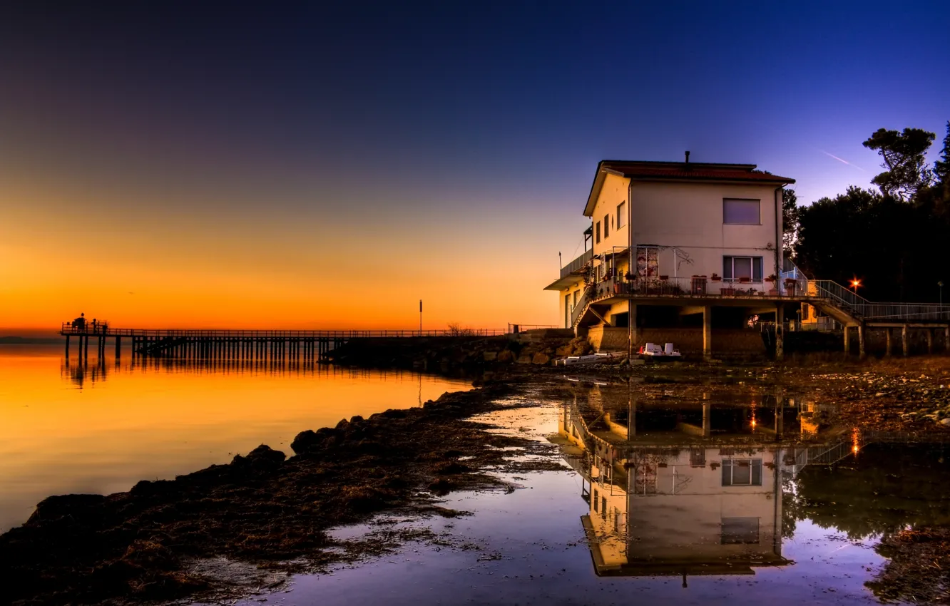 Photo wallpaper home, the evening, pier
