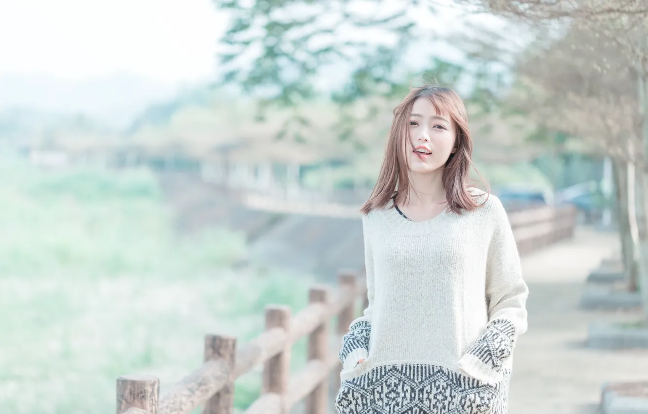 Photo wallpaper girl, woman, asian, cute