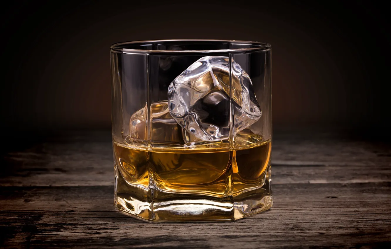Photo wallpaper glass, ice, alcohol, ice, drink, whiskey, smoke, Whiskey