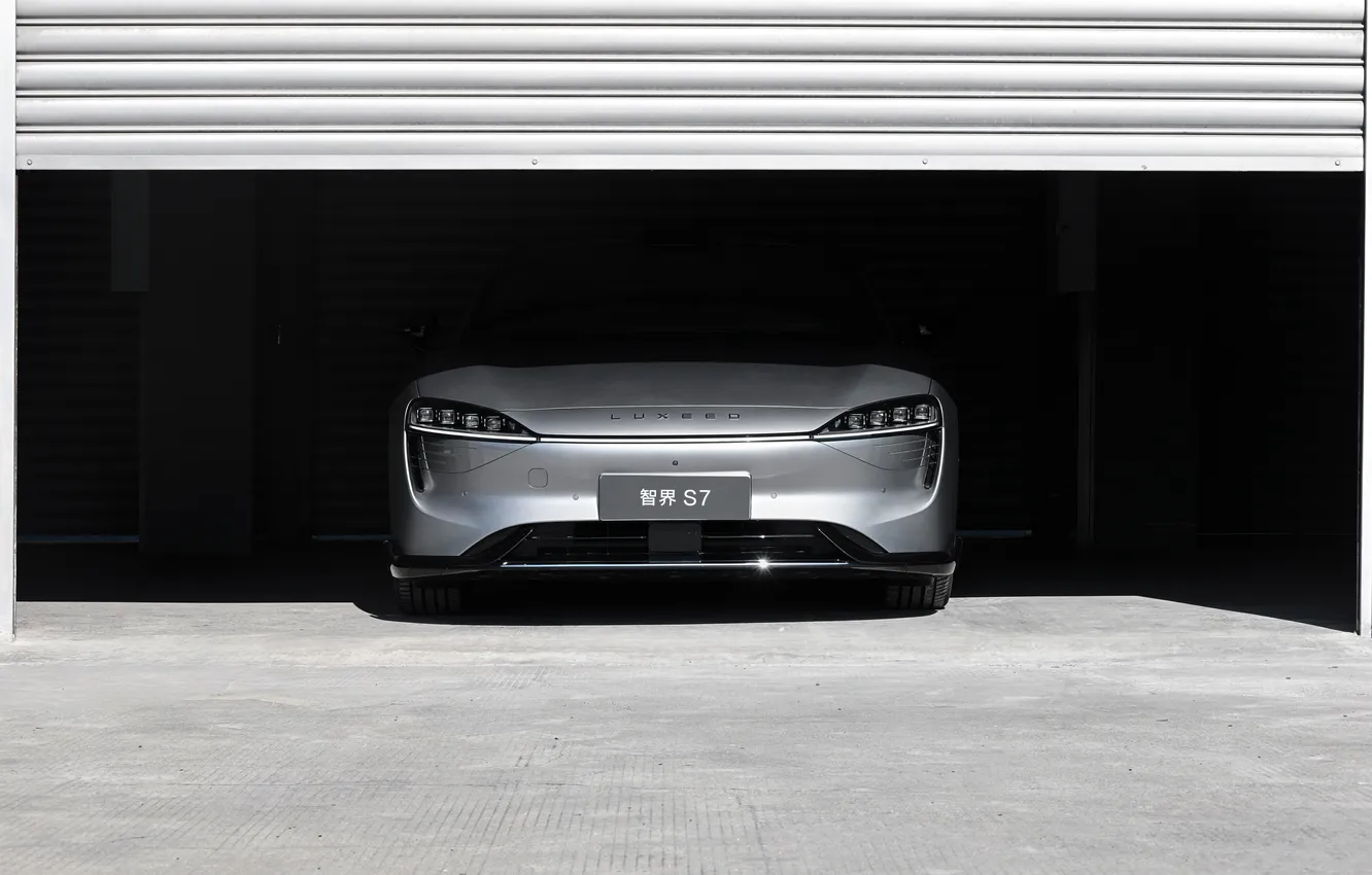 Photo wallpaper machine, auto, style, silver, garage, Luxeed