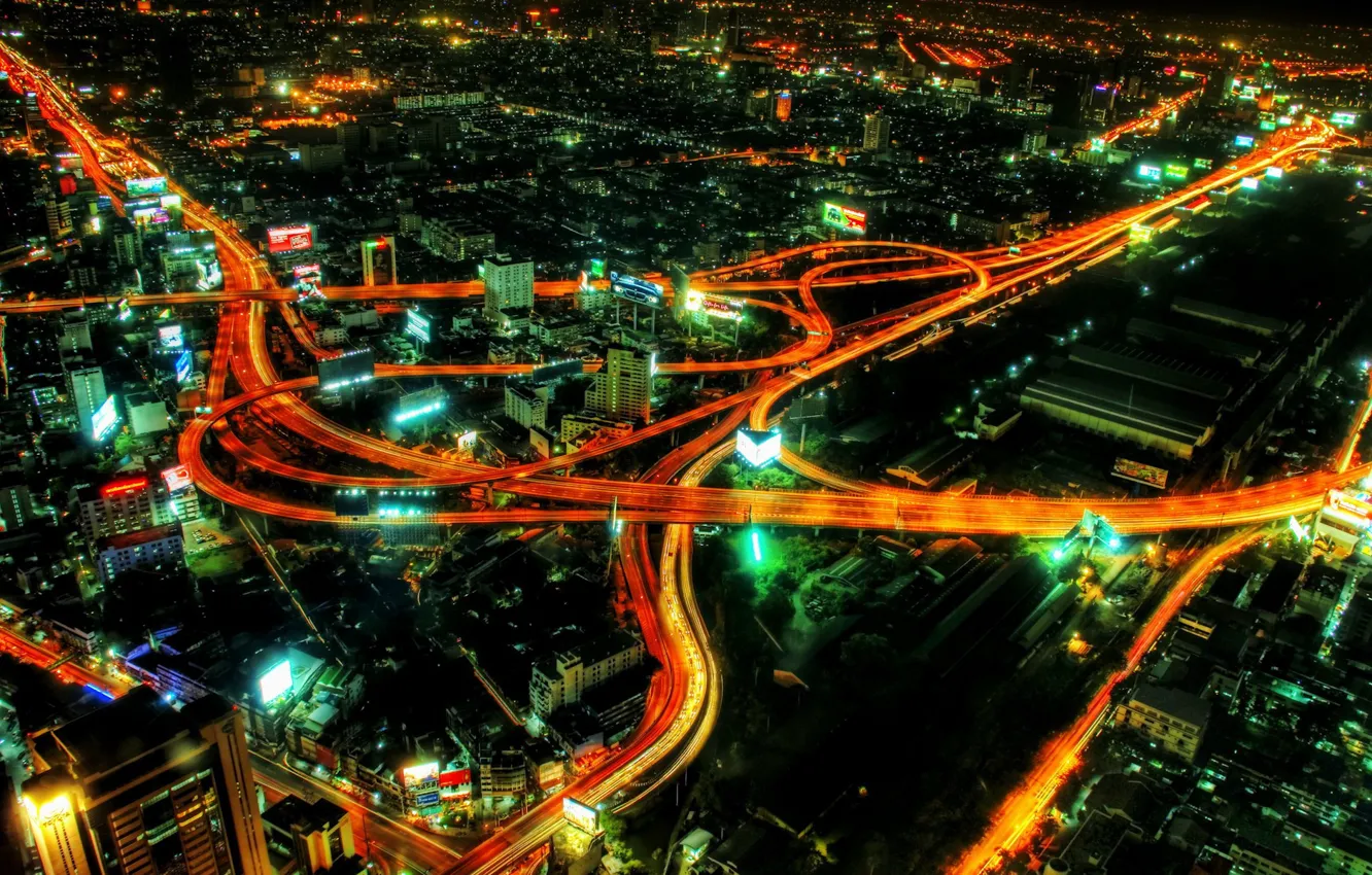 Photo wallpaper lights, road, Night