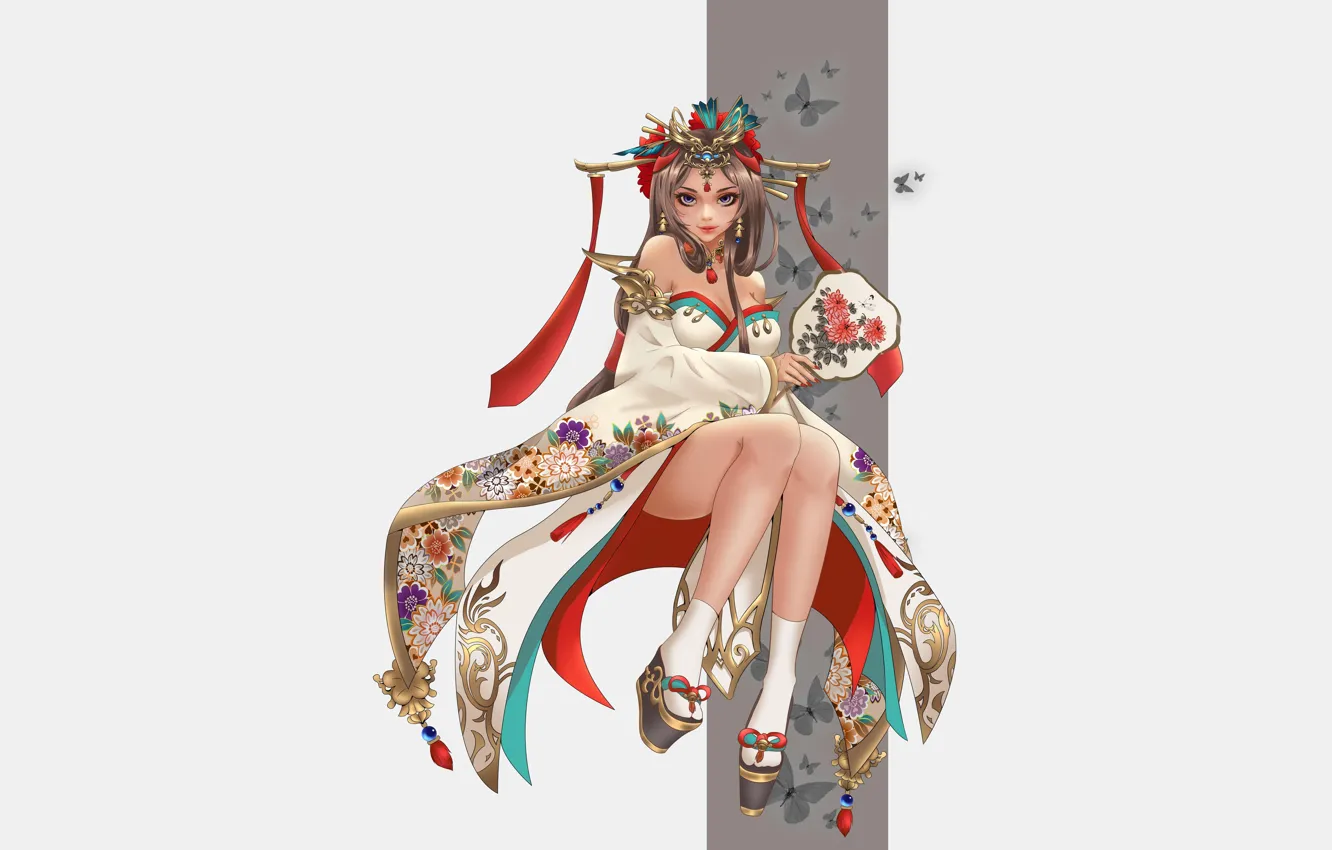 Photo wallpaper girl, fantasy, dress, style, art, background, Minimalism, Character