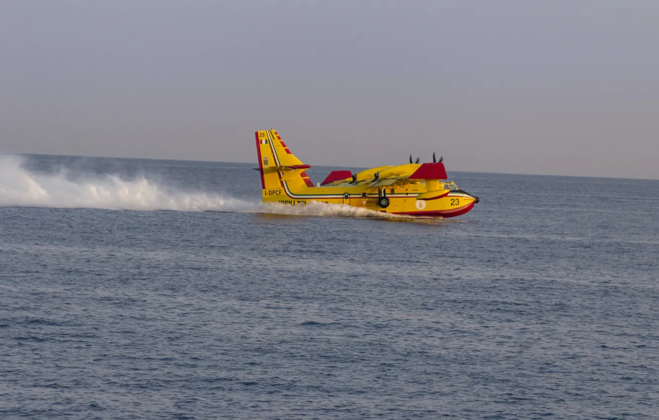 Photo wallpaper sea, the plane, hydroplane