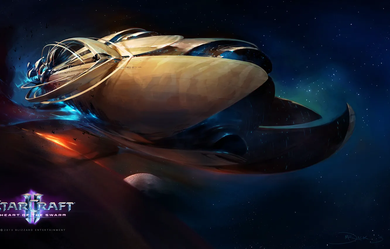 Photo wallpaper space, ship, starcraft 2, Heart of The Swarm