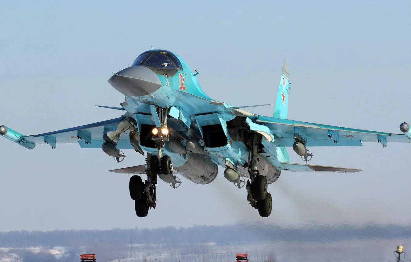 Photo wallpaper fighter-bomber, Su-34, Sukhoi, Russian multifunctional