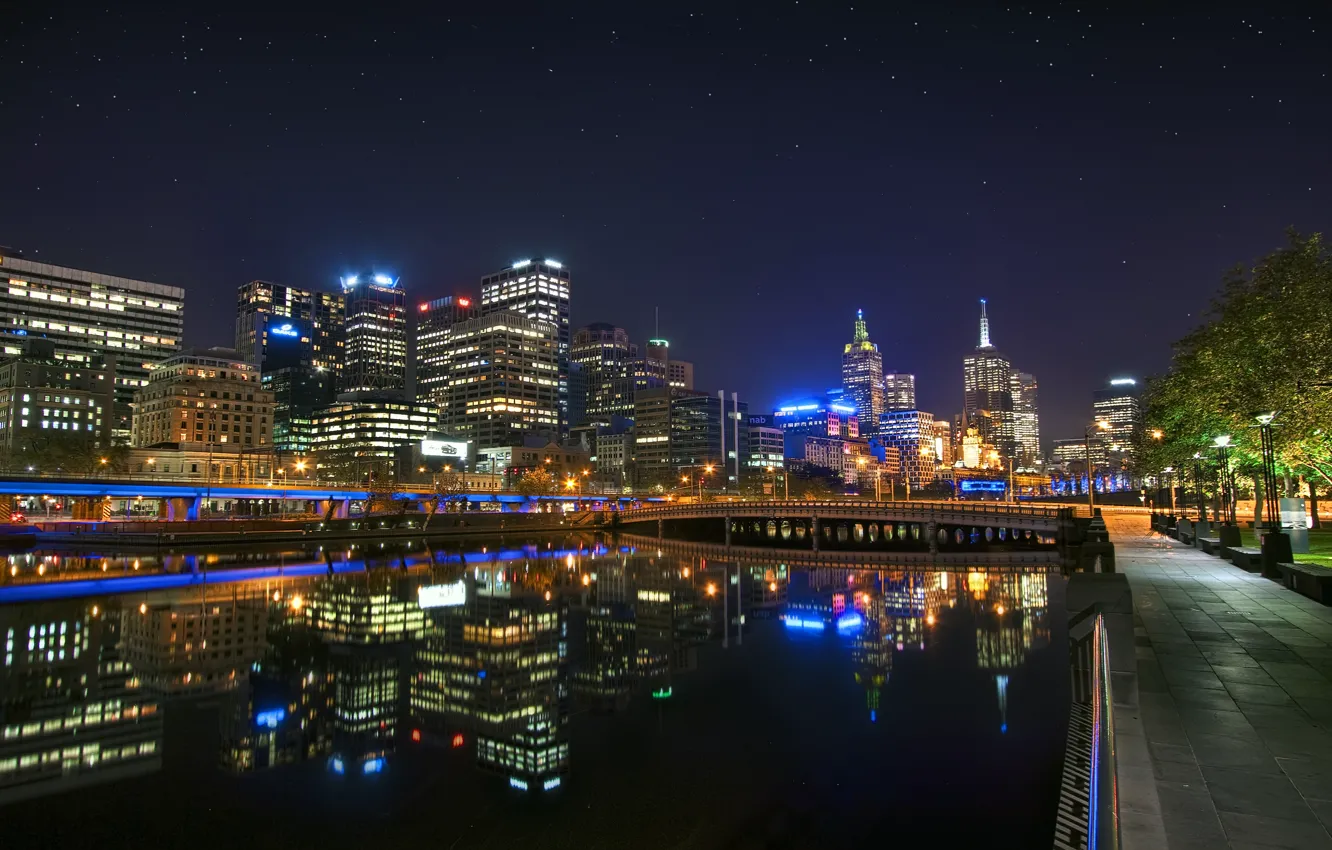 Photo wallpaper night, Australia, night, Melbourne, Downtown, Australia, Melbourne