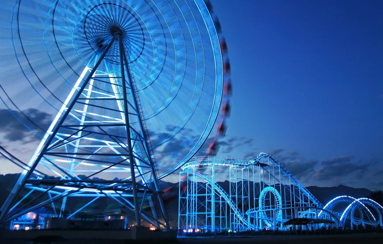 Photo wallpaper the sky, clouds, childhood, background, mood, Wallpaper, the evening, attraction