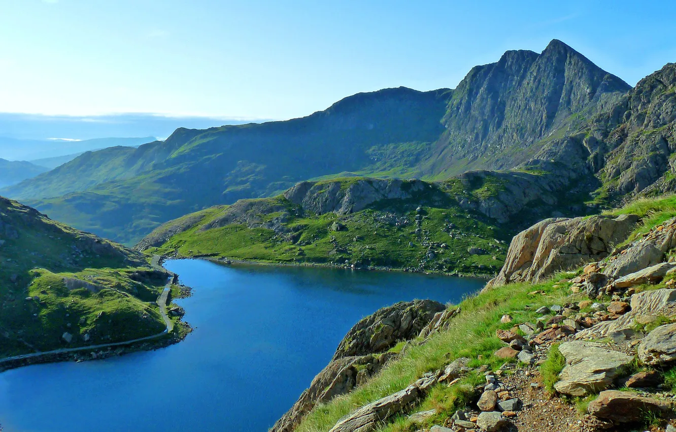 Photo wallpaper landscape, mountains, nature, lake