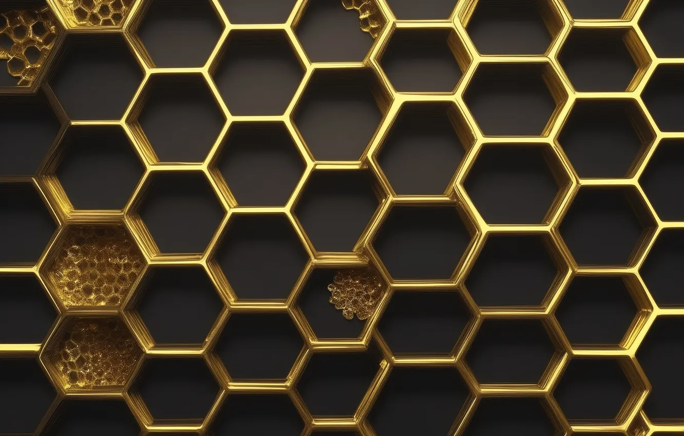 Photo wallpaper metal, gold, Wallpaper, black, cell, wallpaper, metal, golden