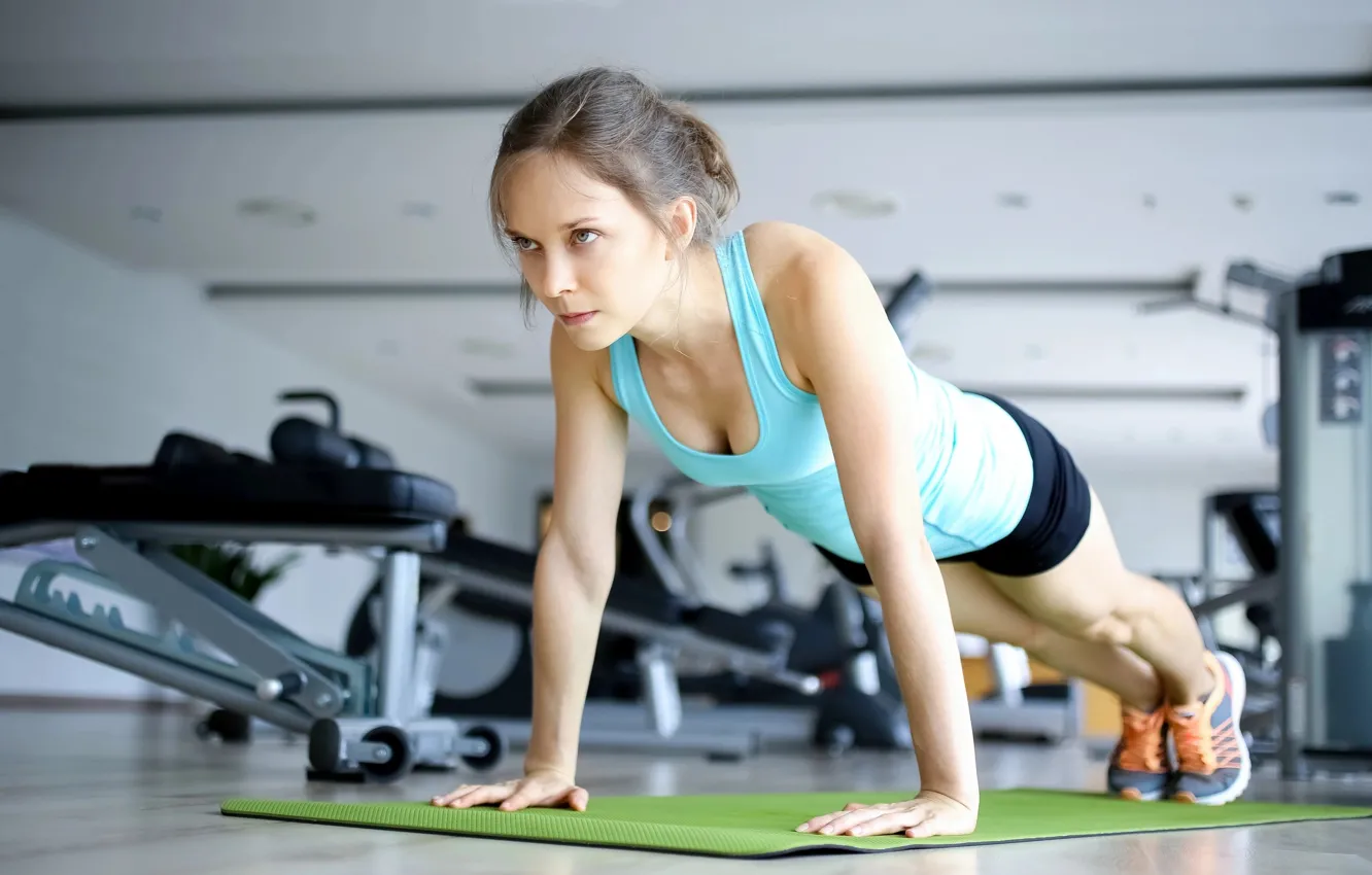 Photo wallpaper figure, fitness, press, pose, the gym, training, workout, fitness