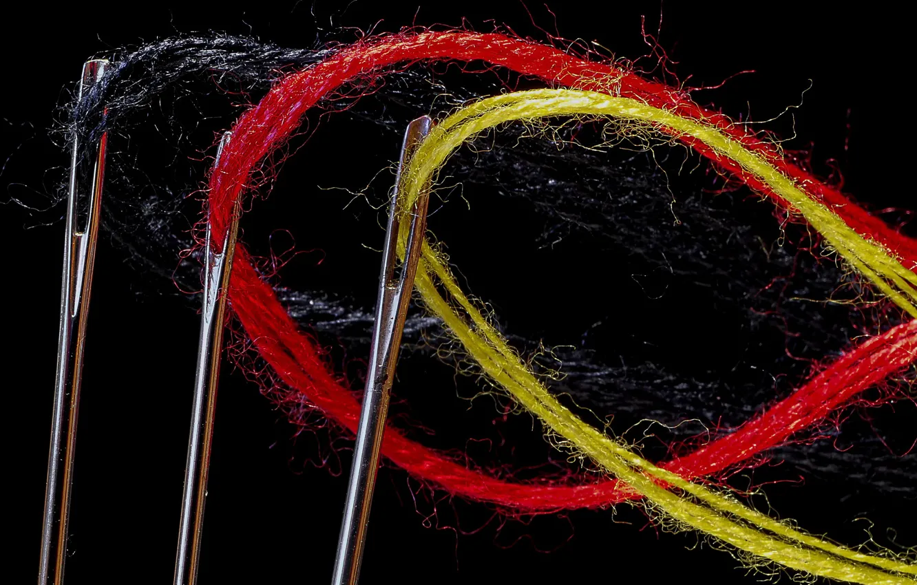 Photo wallpaper macro, needles, thread