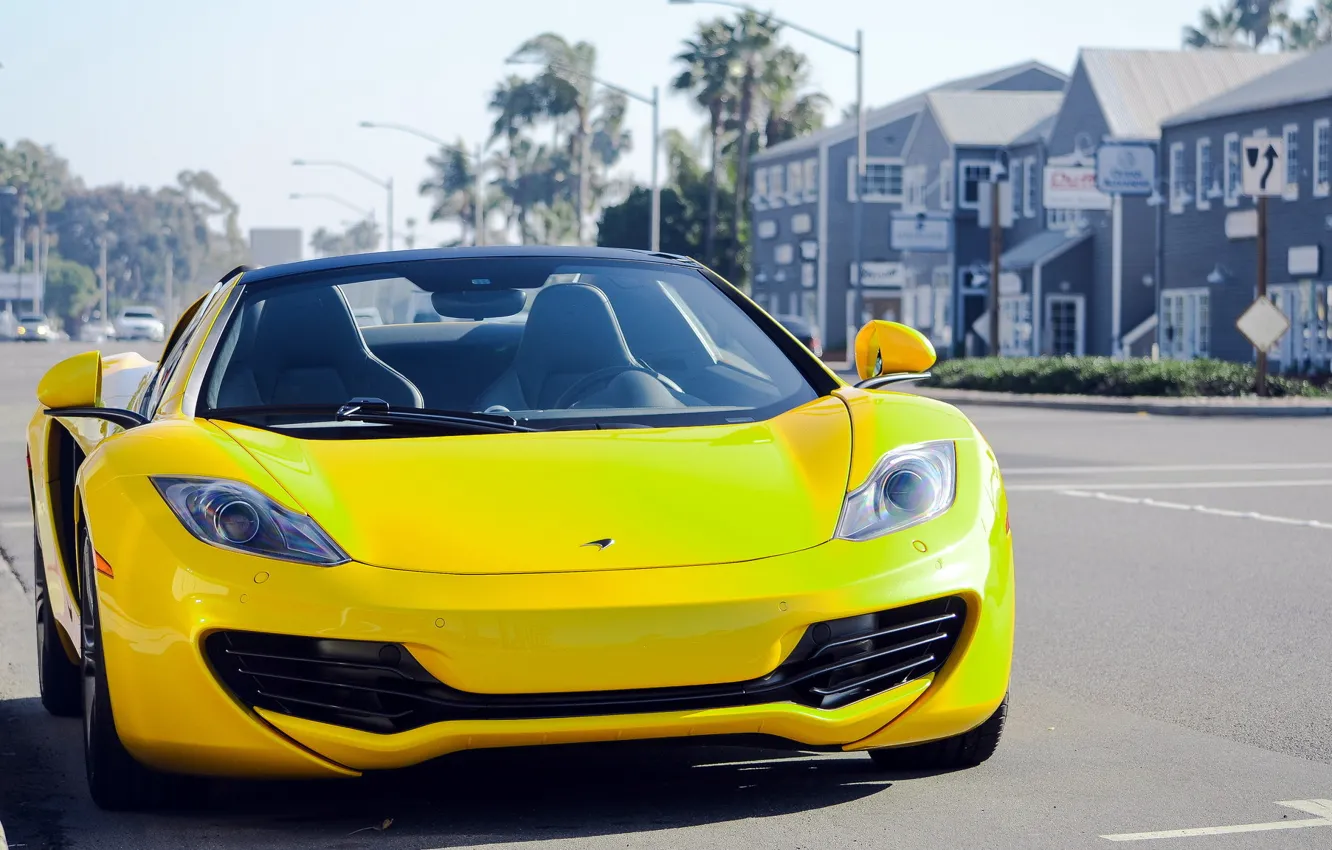 Photo wallpaper McLaren, MP4-12C, Yellow, Spider