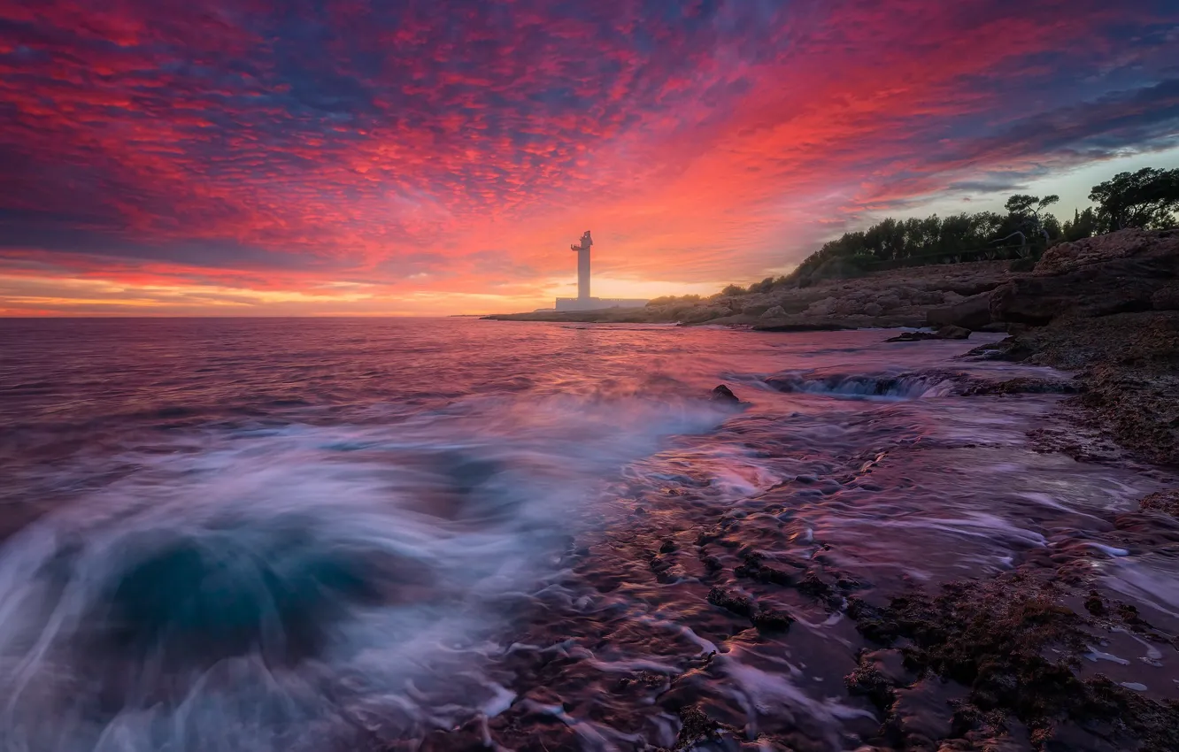 Photo wallpaper sea, sunset, shore