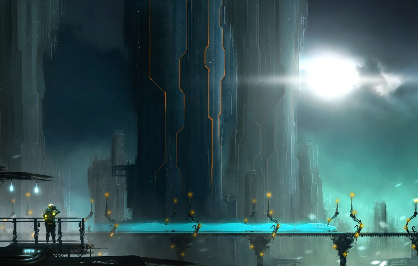 Photo wallpaper lights, fiction, people, construction, art