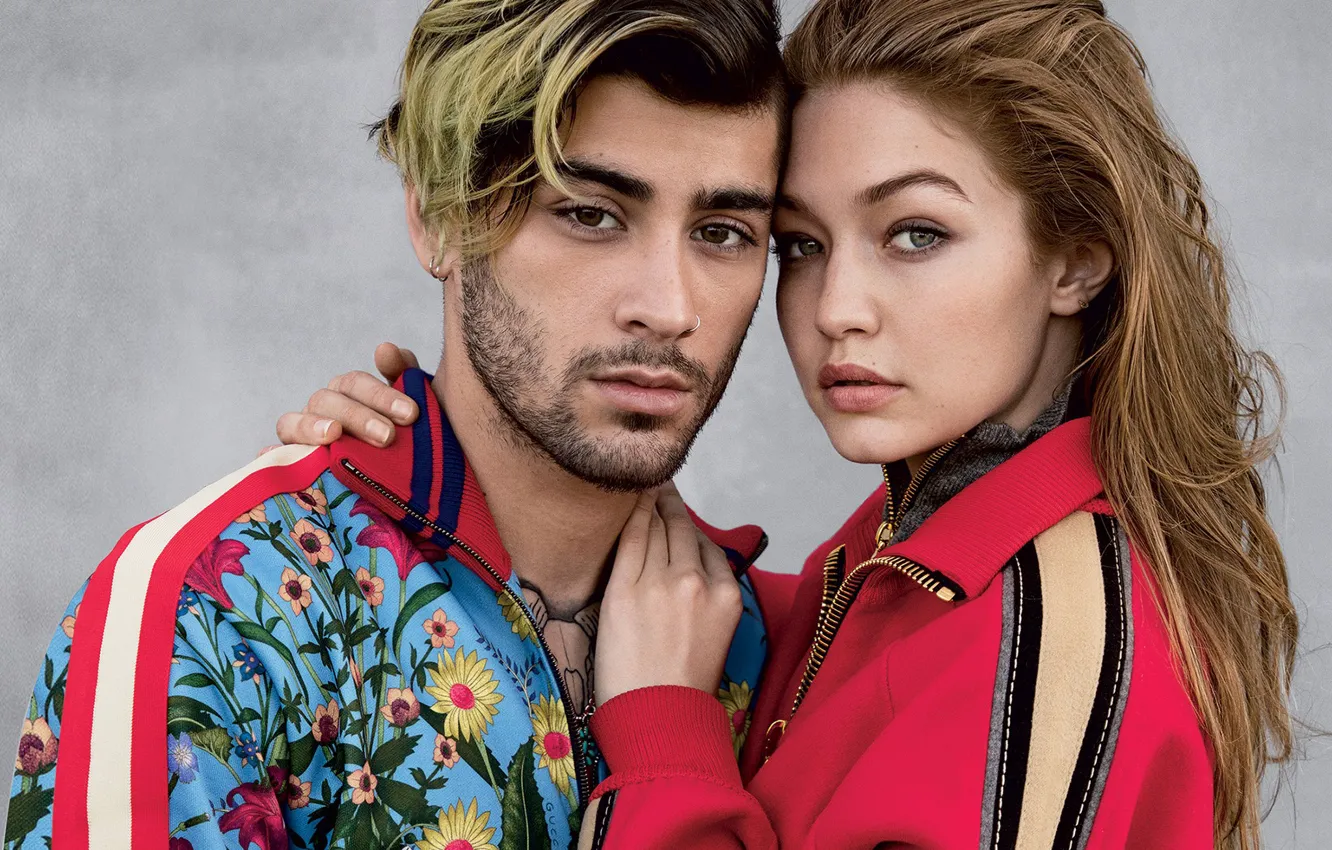 Photo wallpaper girl, photo, model, hugs, pair, guy, lovers, Gigi Hadid