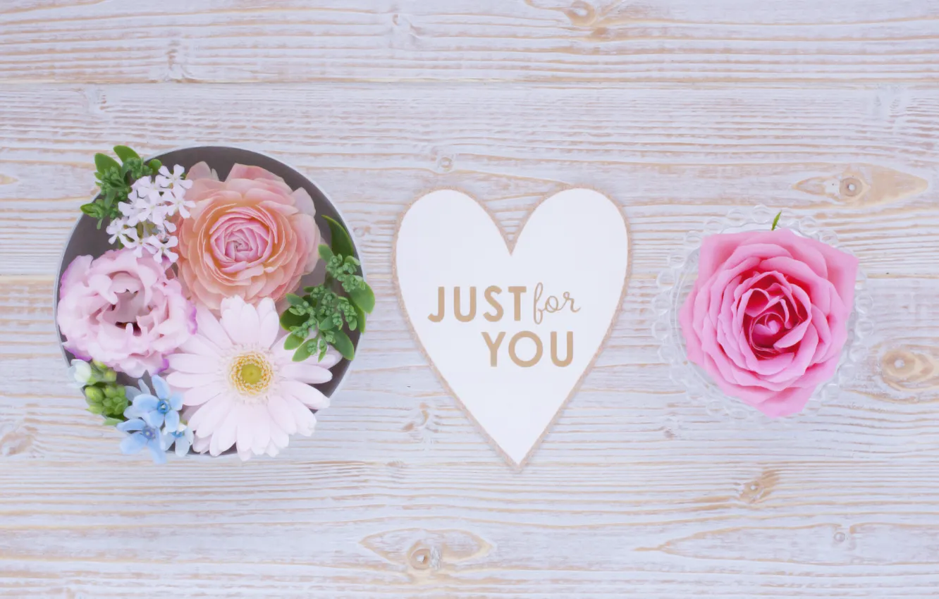 Photo wallpaper flowers, holiday, hearts, Valentine's day