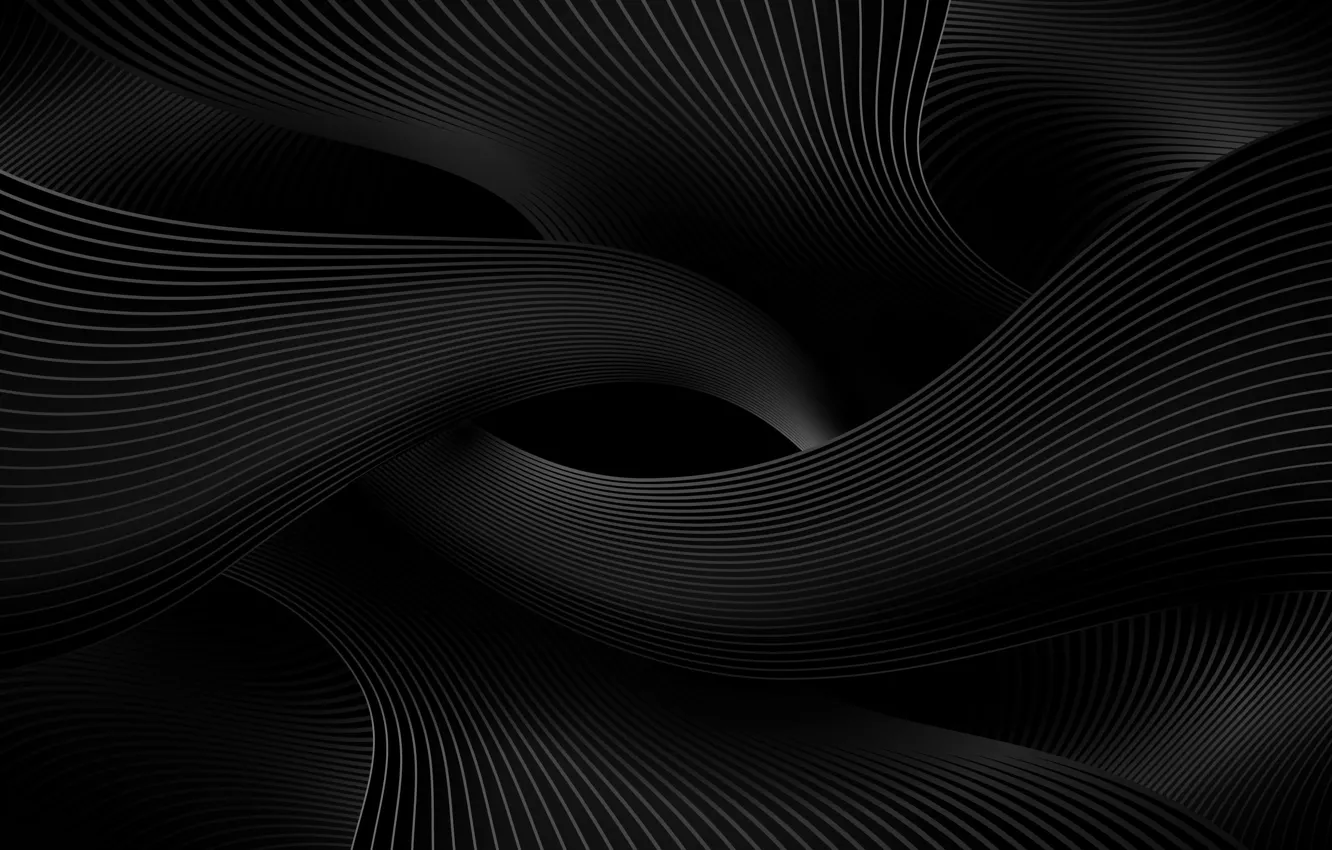 Photo wallpaper line, abstraction, space, strip, the dark background, perspective, curves, black background