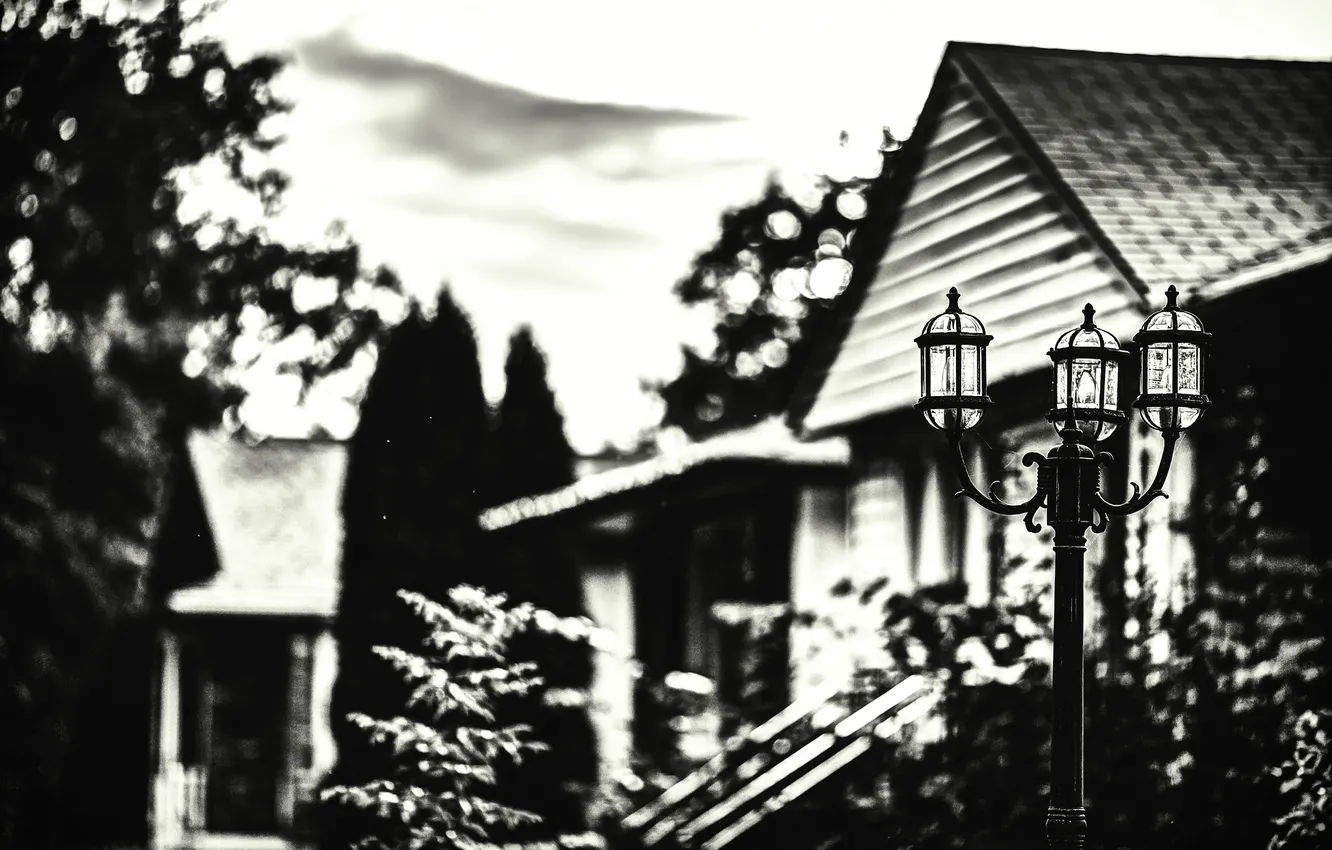 Photo wallpaper house, blur, lantern