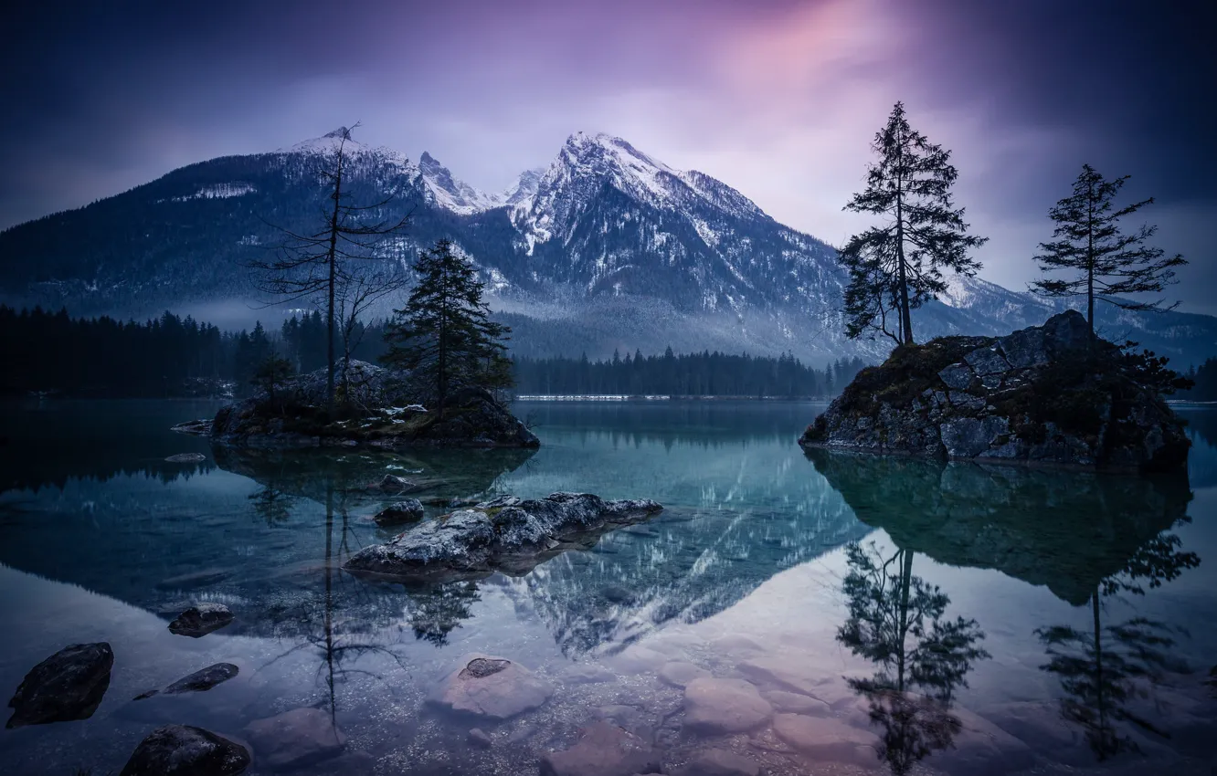 Photo wallpaper mountains, lake, reflection
