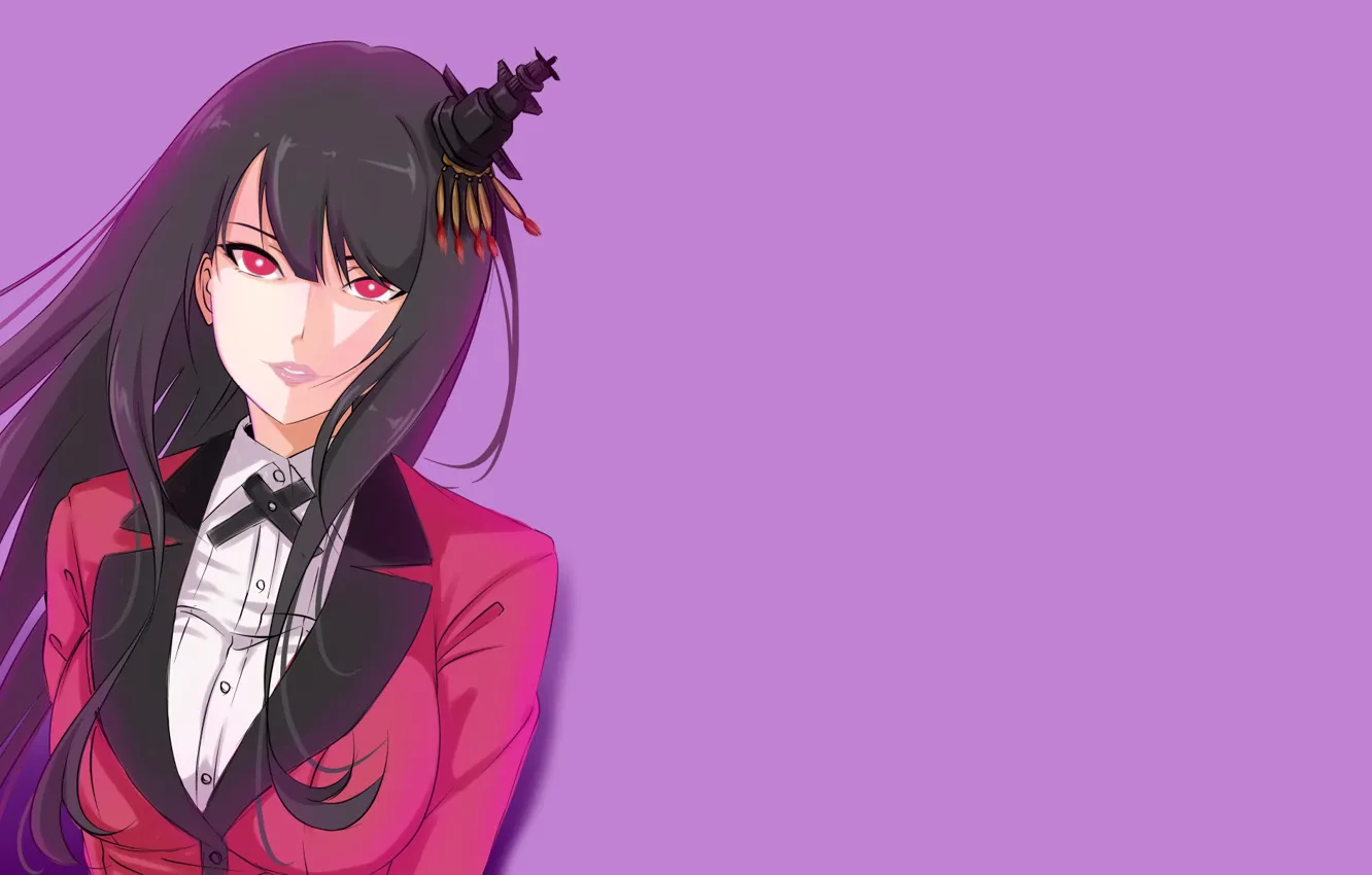 Photo wallpaper girl, anime, red eyes, face, japanese, oppai, bishojo, Kakegurui
