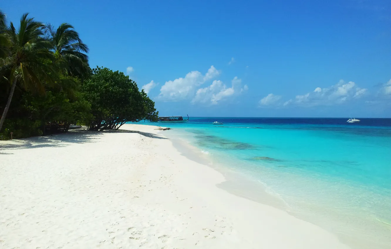 Photo wallpaper the sky, the ocean, stay, island, vacation, Maldives