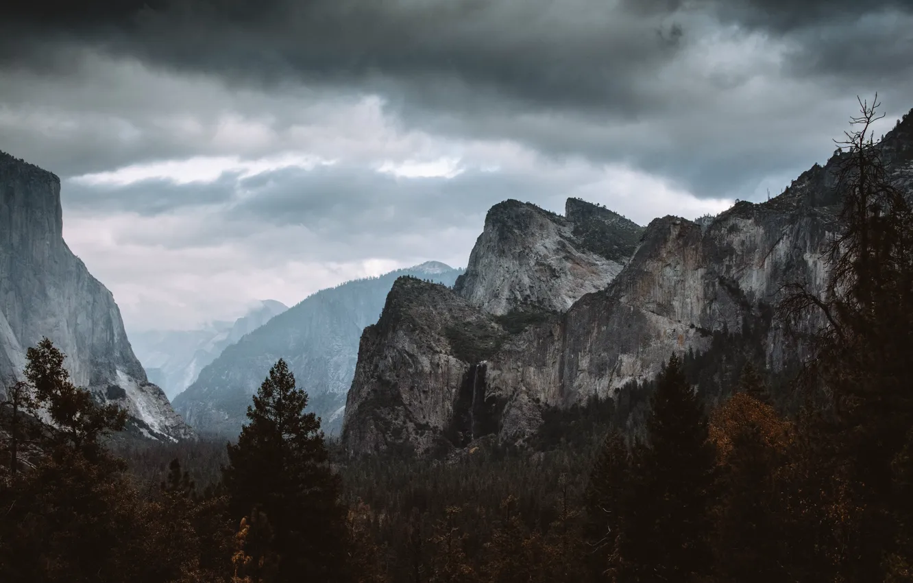 Photo wallpaper the sky, trees, mountains, clouds, nature, rocks, USA, USA