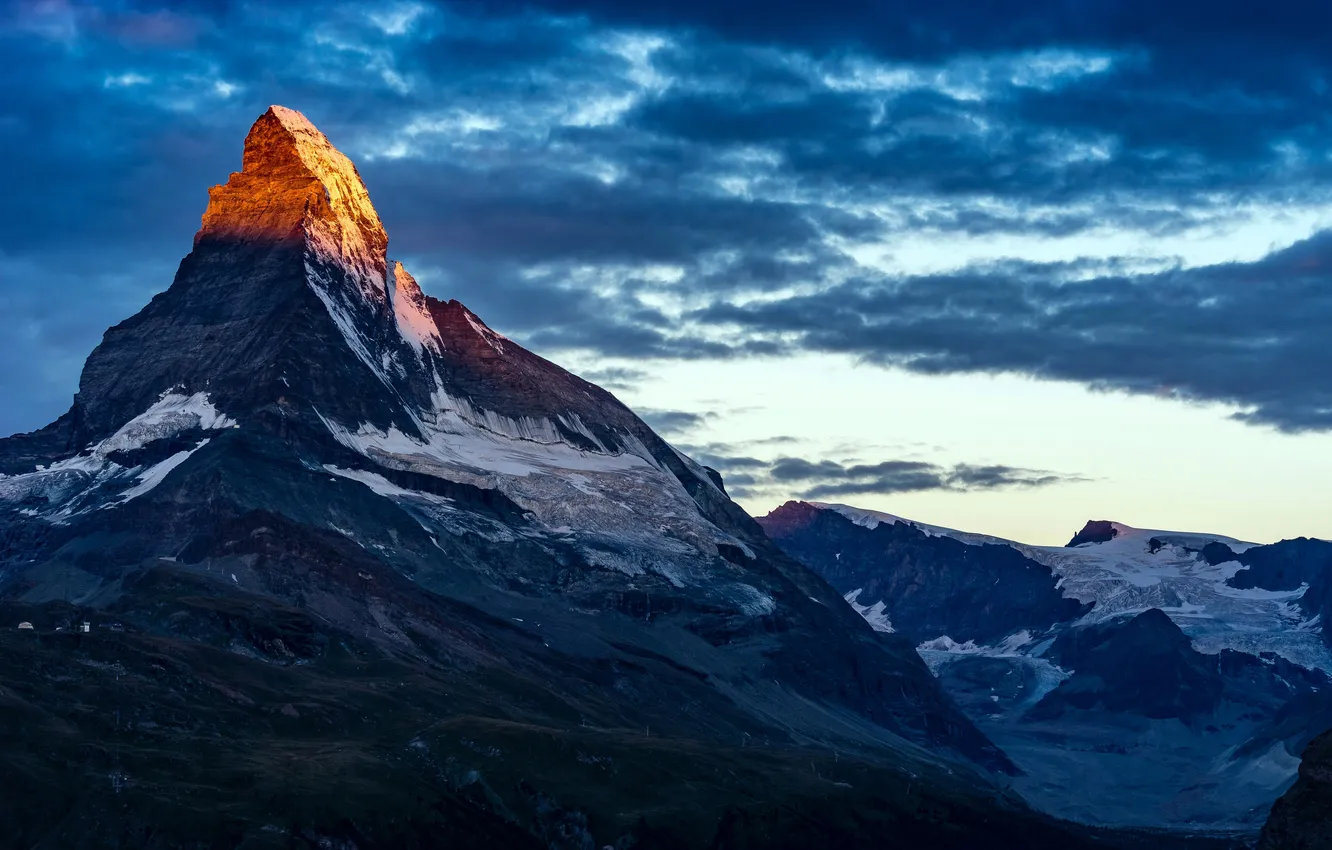 Photo wallpaper Switzerland, sunrise, Switzerland, peak, sunrise, dawn, dawn, Peak