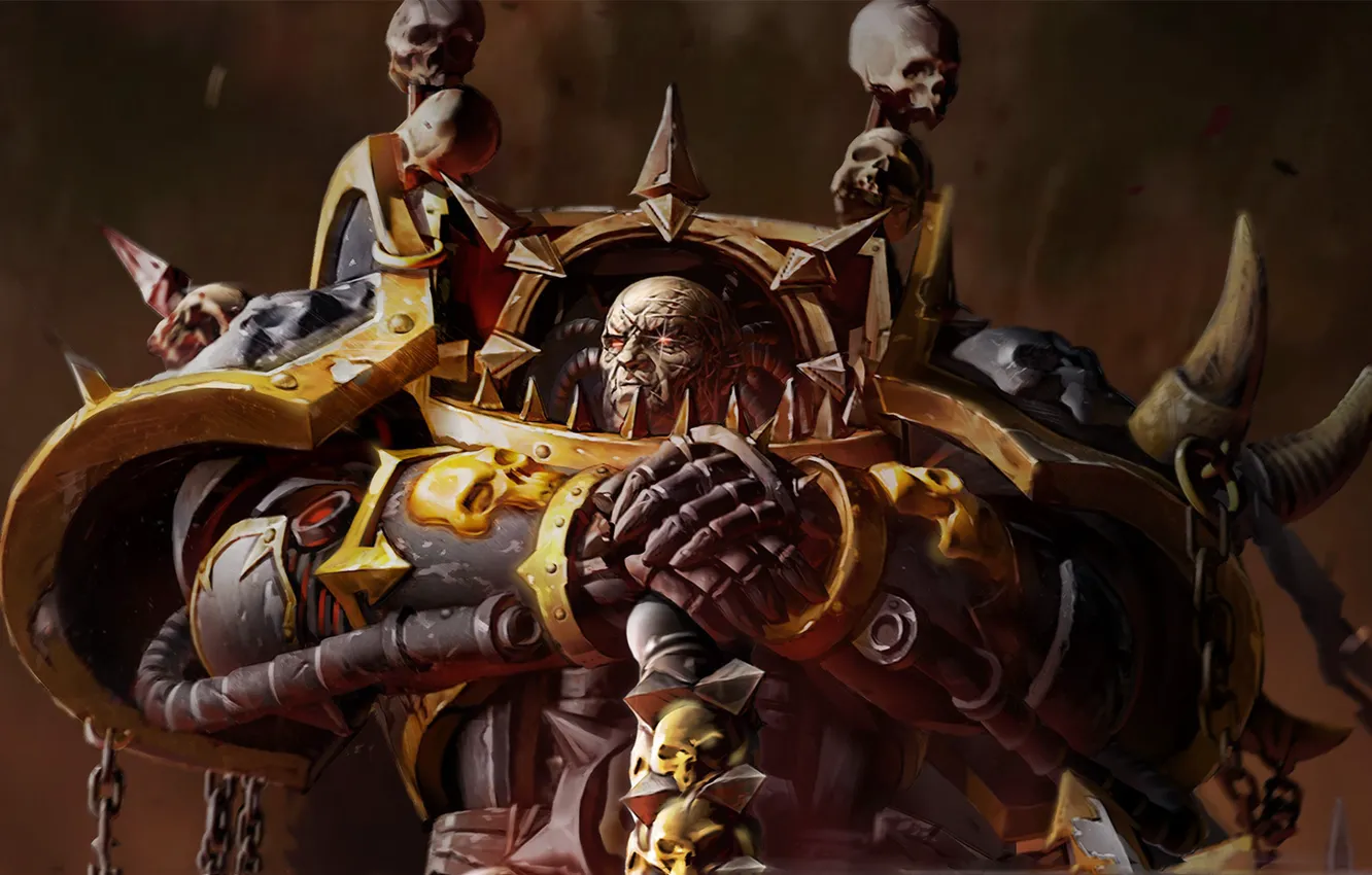 Photo wallpaper eyes, armor, sparks, Warhammer, 40000, chaos, dawn of war 2, space Marines