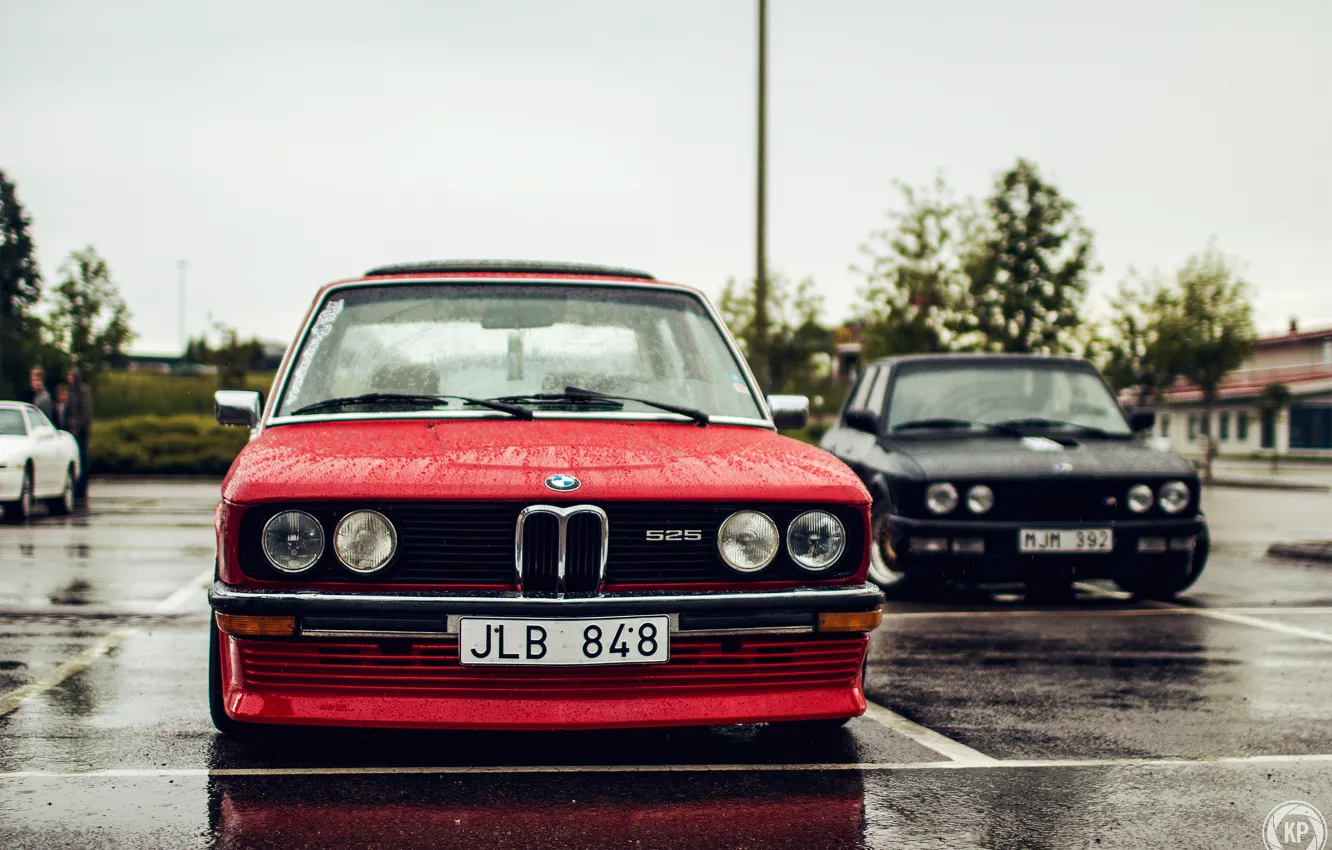 Photo wallpaper two, BMW, BMW, black, red, tuning, stance, 525