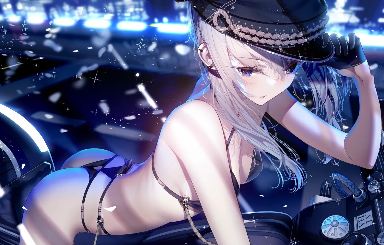 Photo wallpaper markup, gloves, bike, bikini, cap, biker, visor, THONG