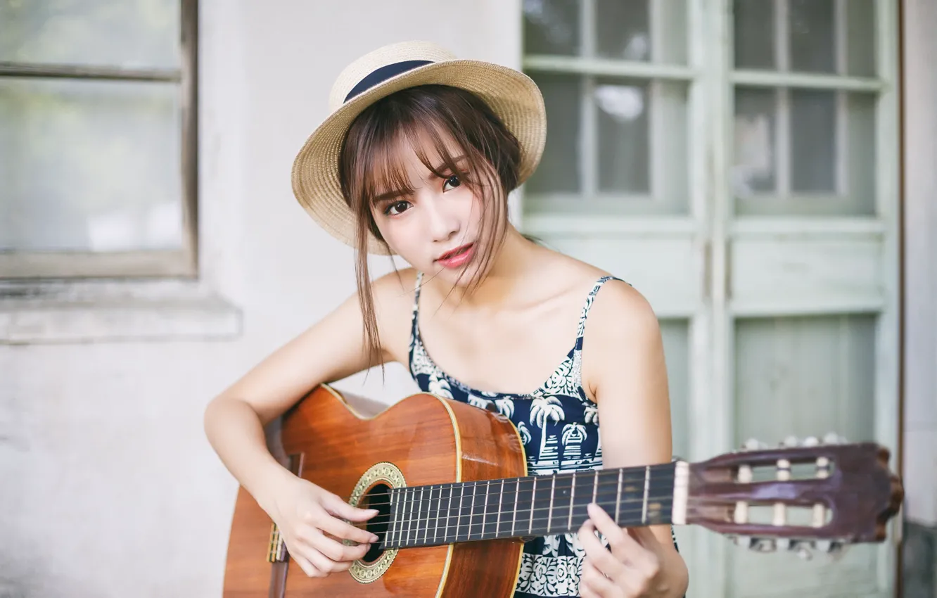 Photo wallpaper girl, music, guitar