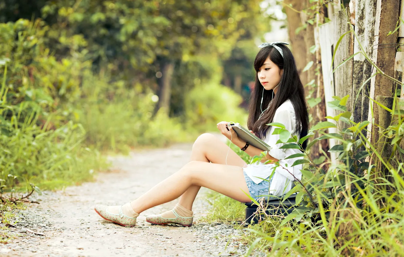 Photo wallpaper computer, summer, girl, the fence