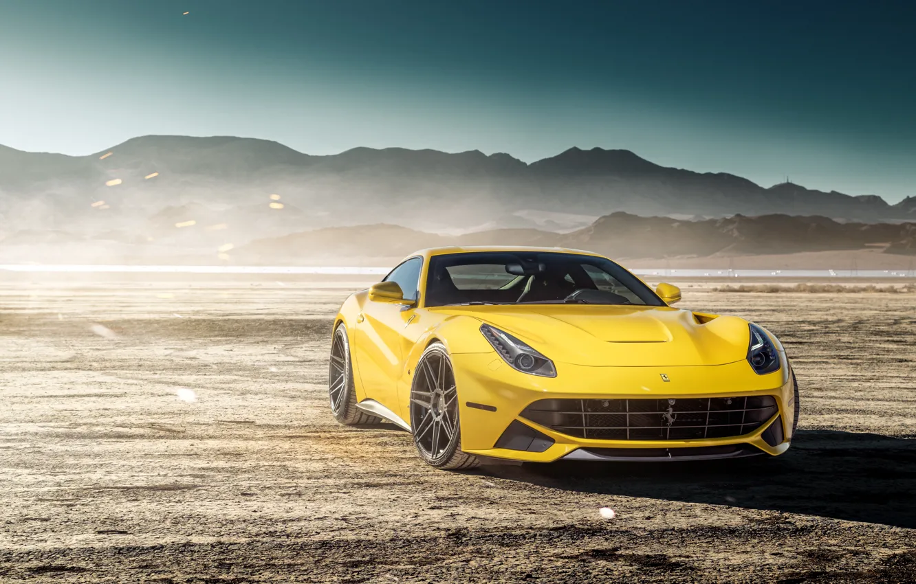 Photo wallpaper design, desert, yellow, The Ferrari F12