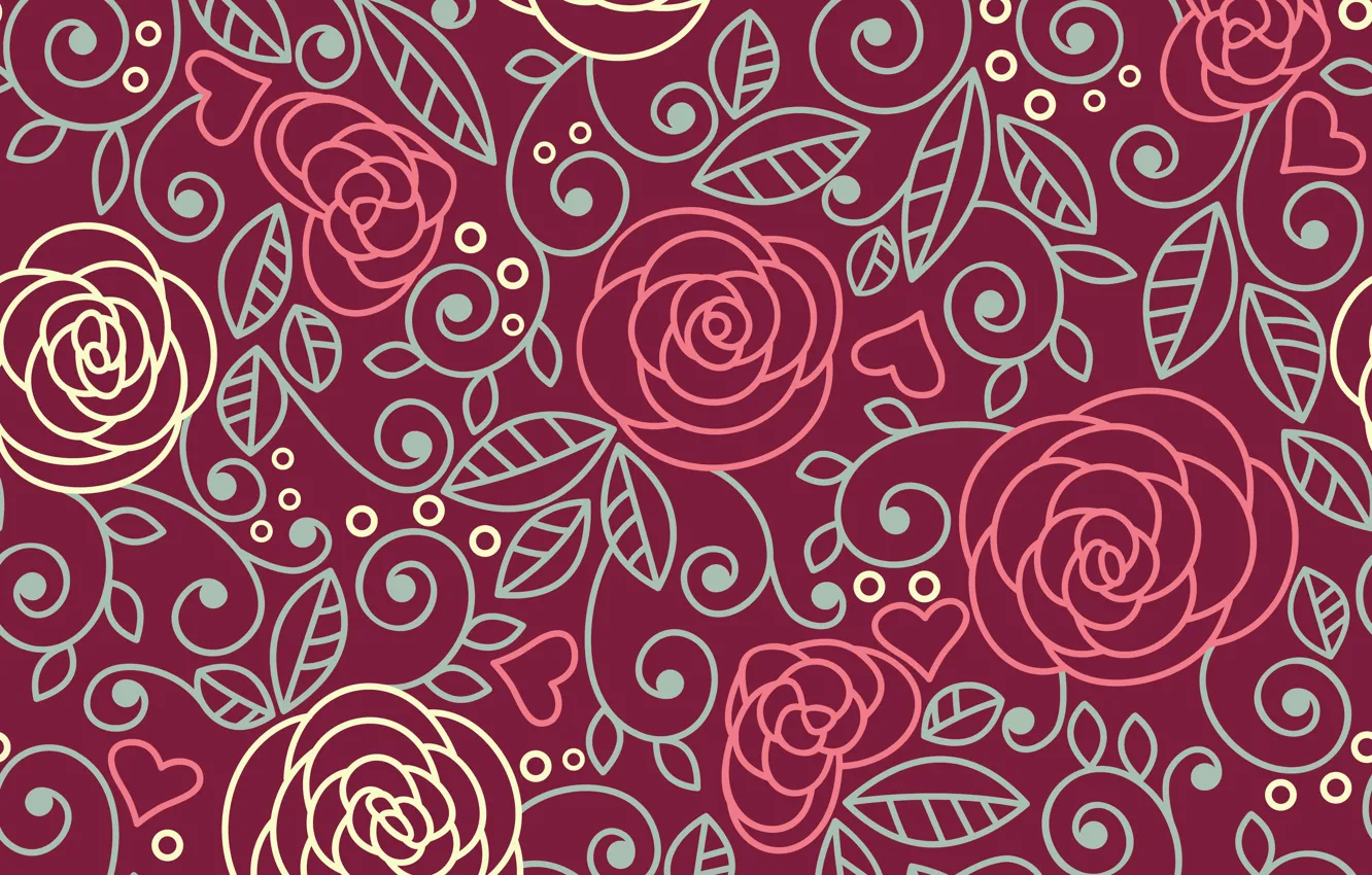 Photo wallpaper background, pattern, roses, seamless