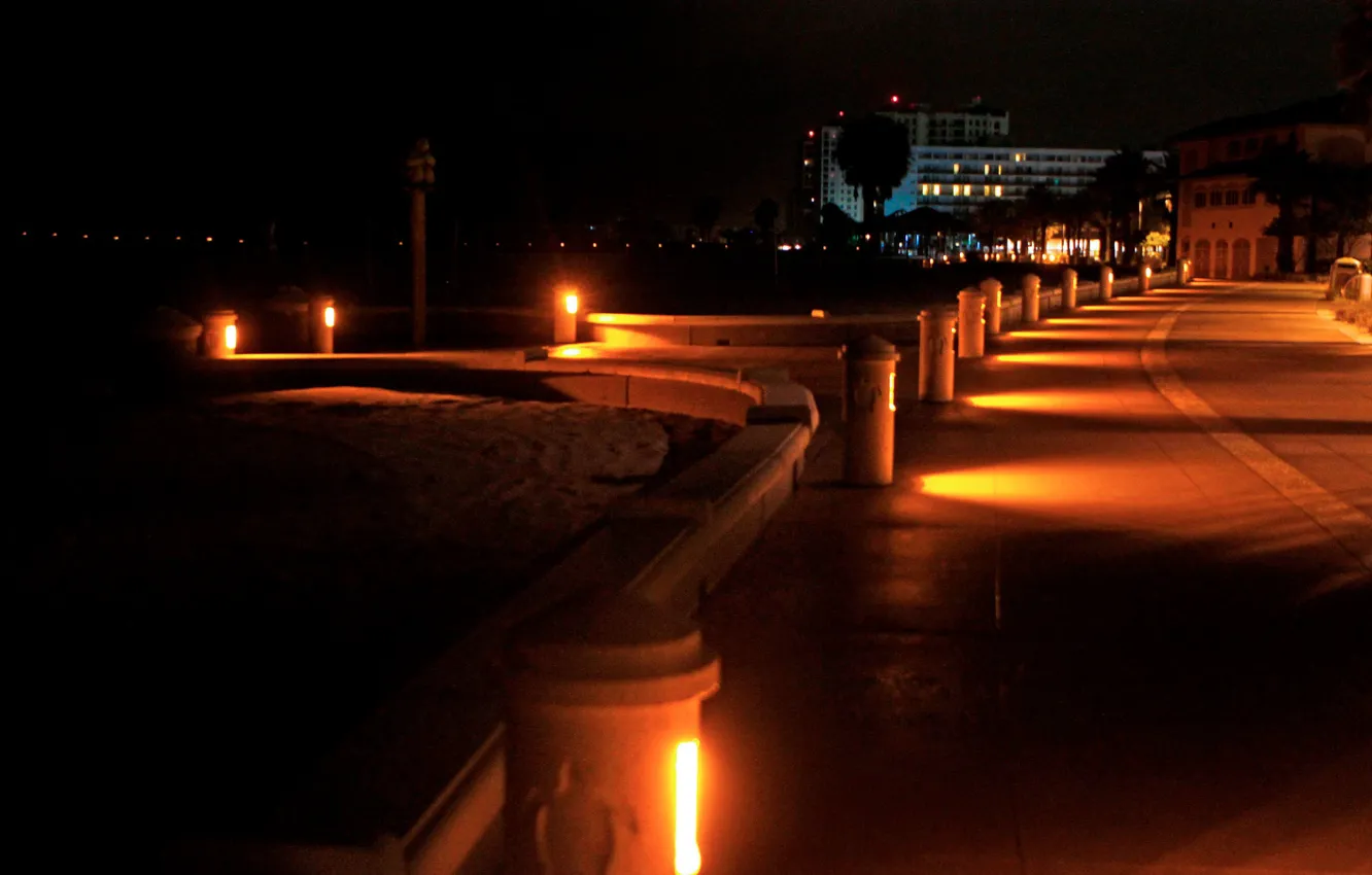 Photo wallpaper night, the city, street, lighting, promenade, "turtles"