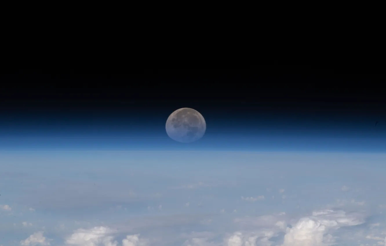 Photo wallpaper space, moon, Earth