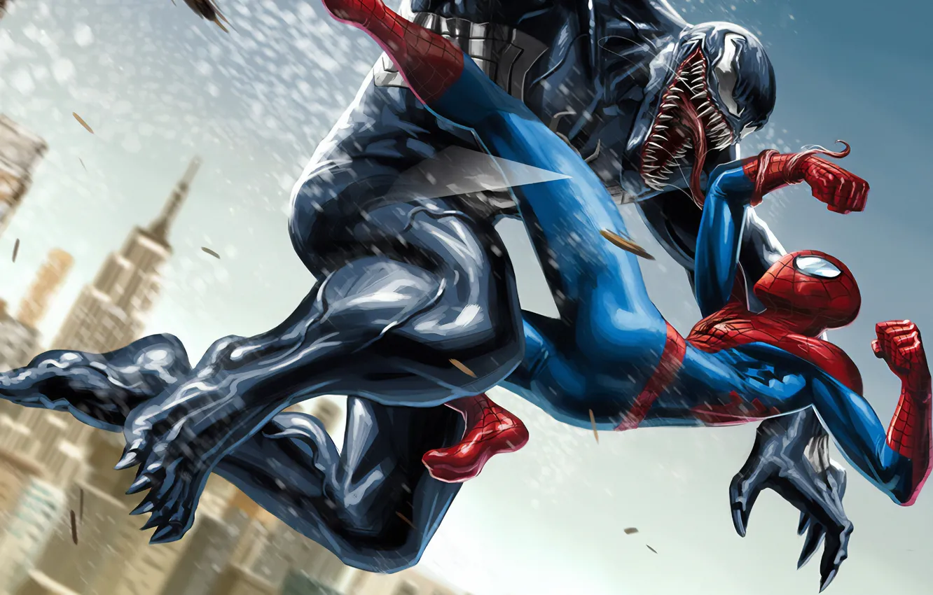 Photo wallpaper Marvel, Venom, Peter Parker, Spider Man, Eddie Brock, Comics Art