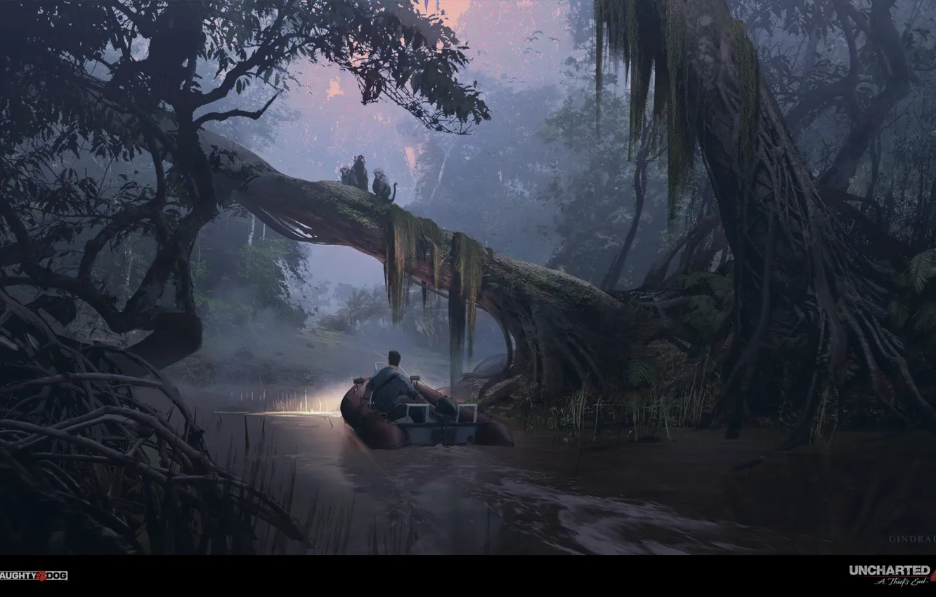 Photo wallpaper forest, river, Uncharted 4, The jungle, Jungle River
