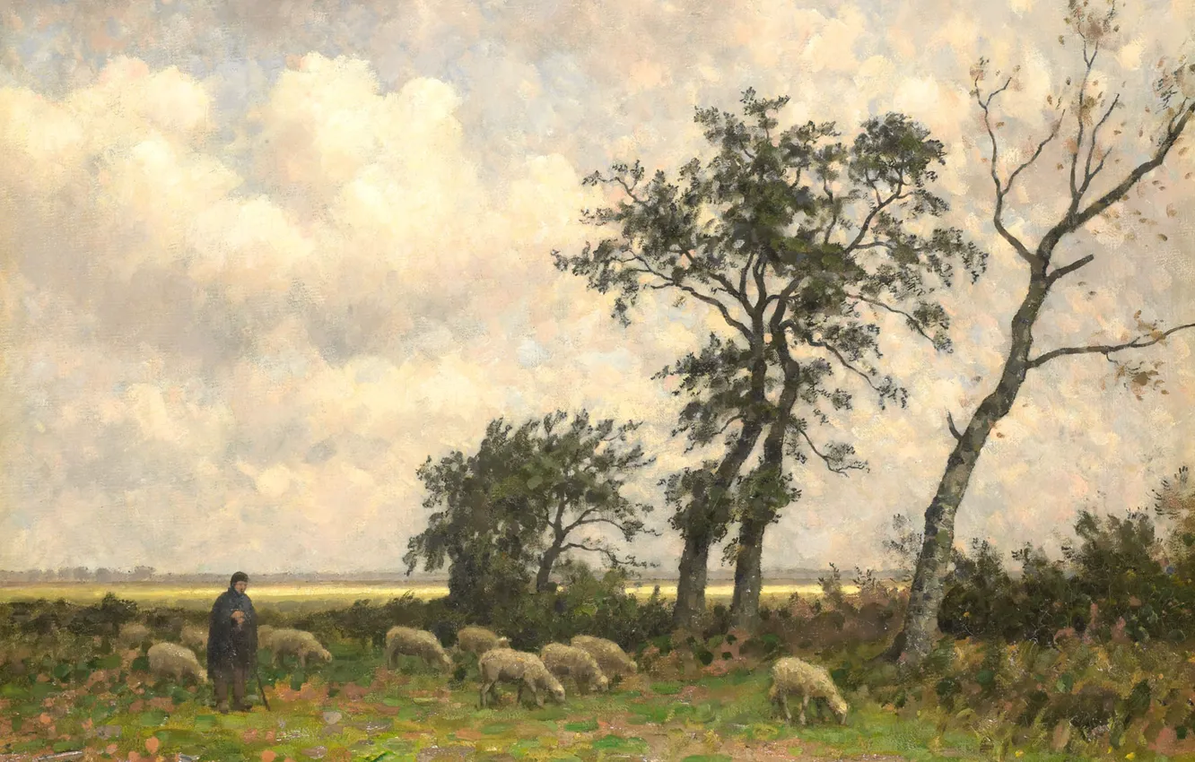Photo wallpaper oil, picture, canvas, Landscape in Drenthe, Alphonse Of Stingelin, Alphonse Stengelin