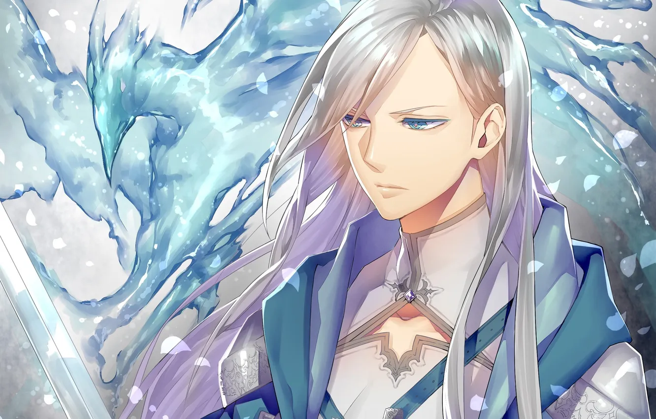 Photo wallpaper water, bird, art, guy, tayuya1130