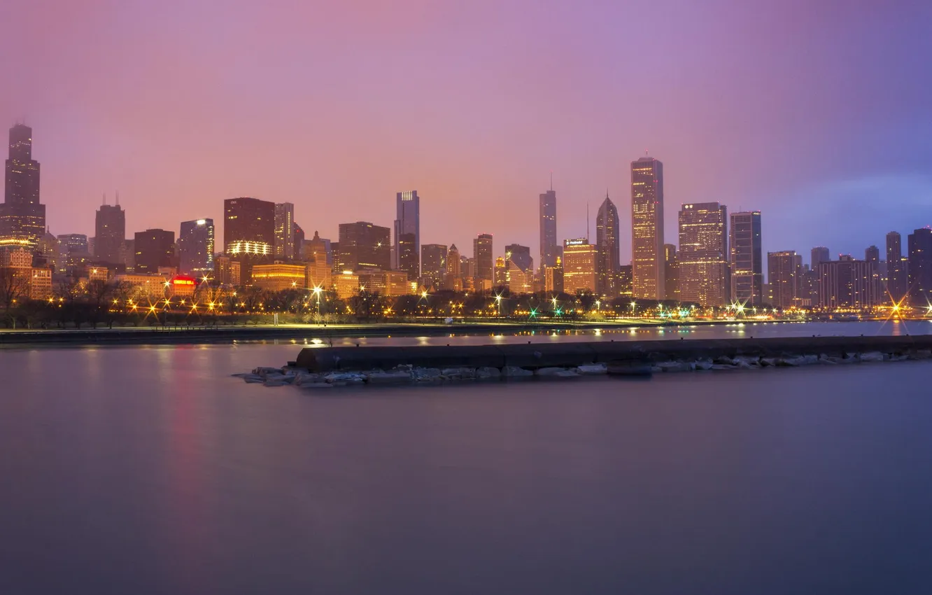 Photo wallpaper skyscrapers, Chicago, panorama, USA, Chicago, Illinois, megapolis