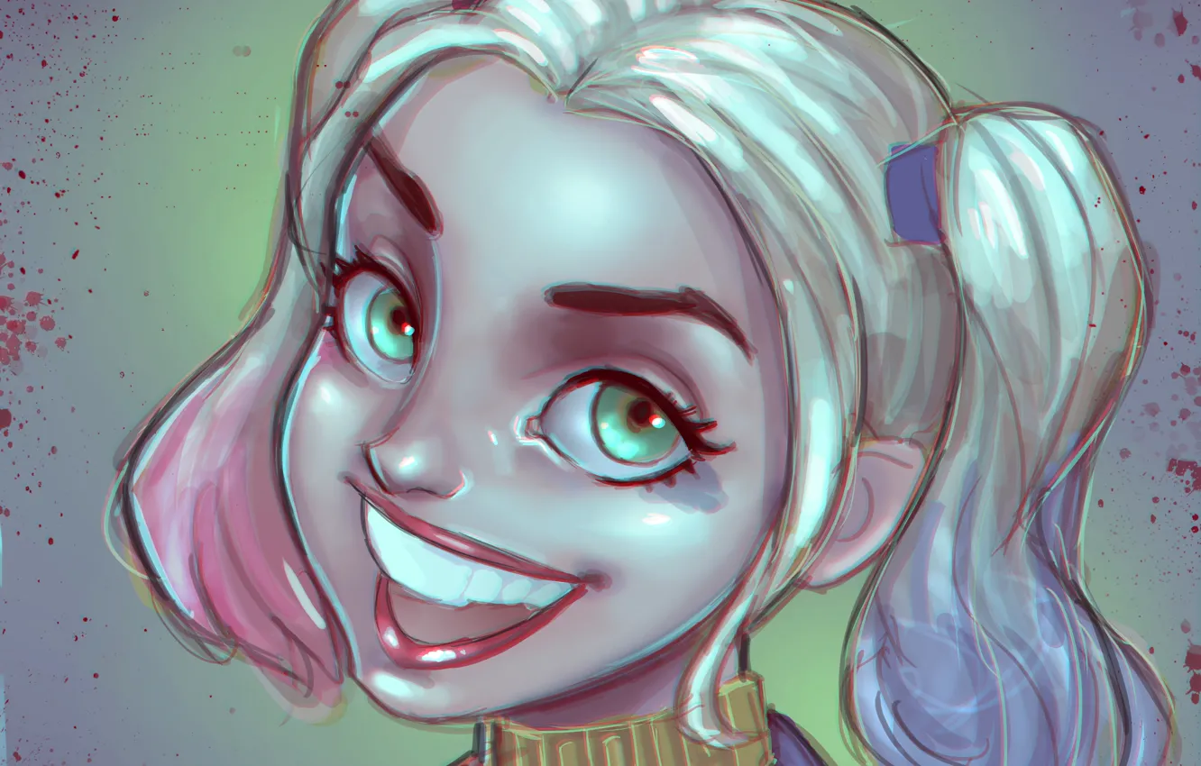 Photo wallpaper eyes, girl, smile, DC Comics, Harley Quinn, Suicide Squad