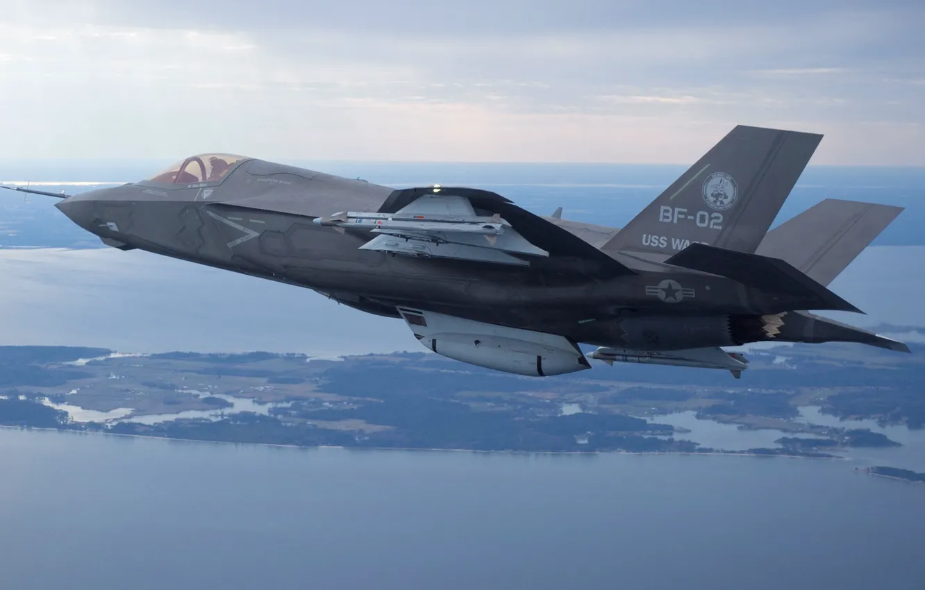 Photo wallpaper fighter, Rocket, F-35 Lightning