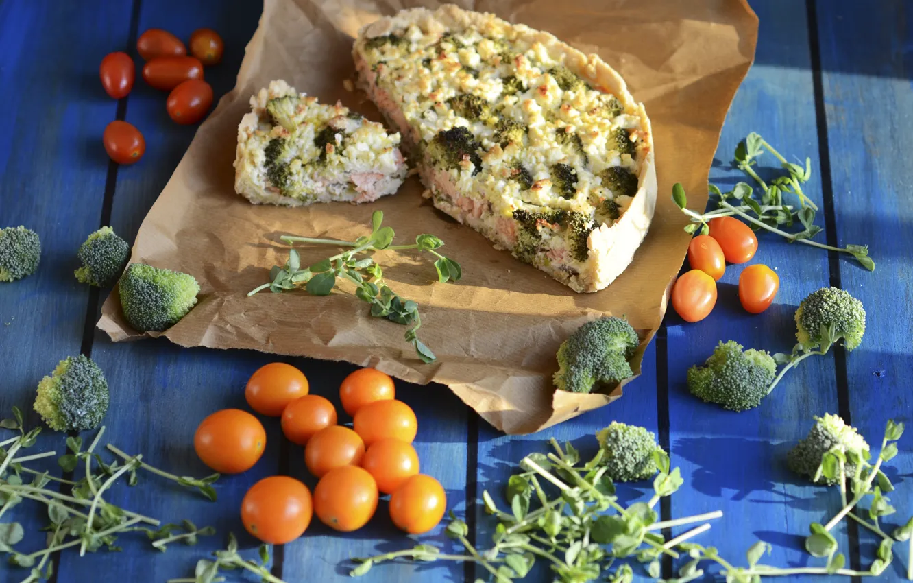 Photo wallpaper food, tomato, delicious, broccoli, casserole
